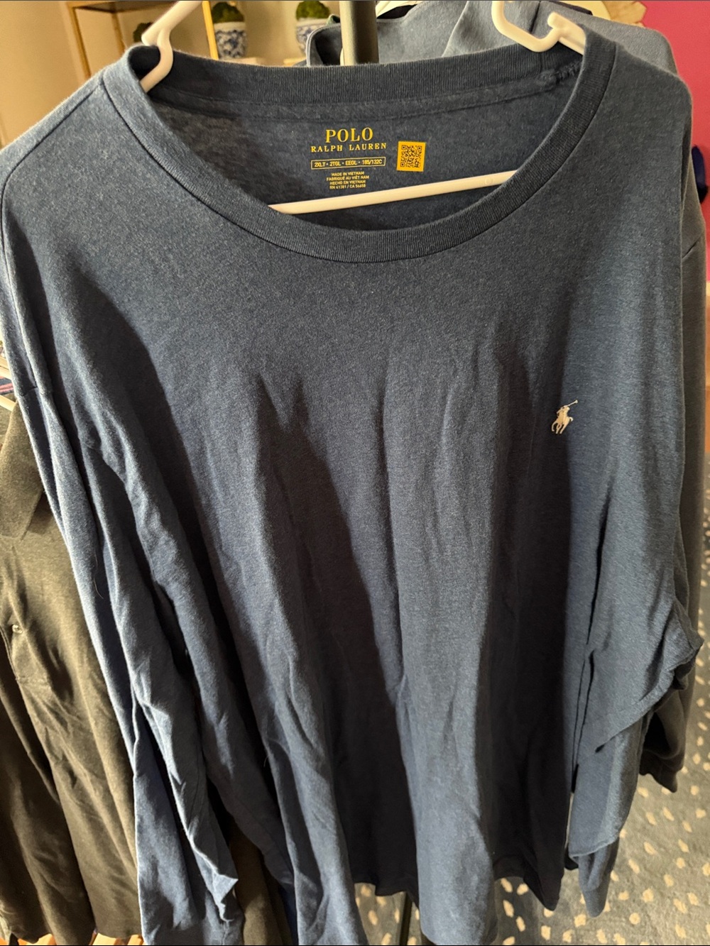 Polo by Ralph Lauren Men’s Long-Sleeve Crew Tee - Blue with White Pony
